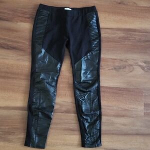 Faux Leather Panel Pants